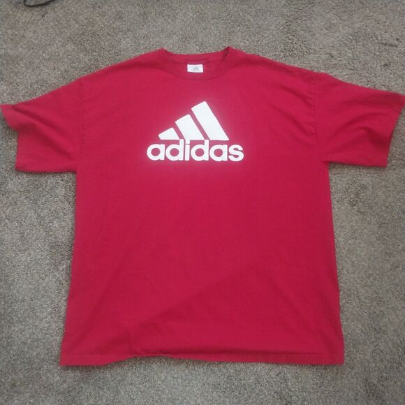 Adidas Red Logo T-Shirt Men’s XL Made in Mexico 100% Cotton Casual Tee - Picture 2 of 7